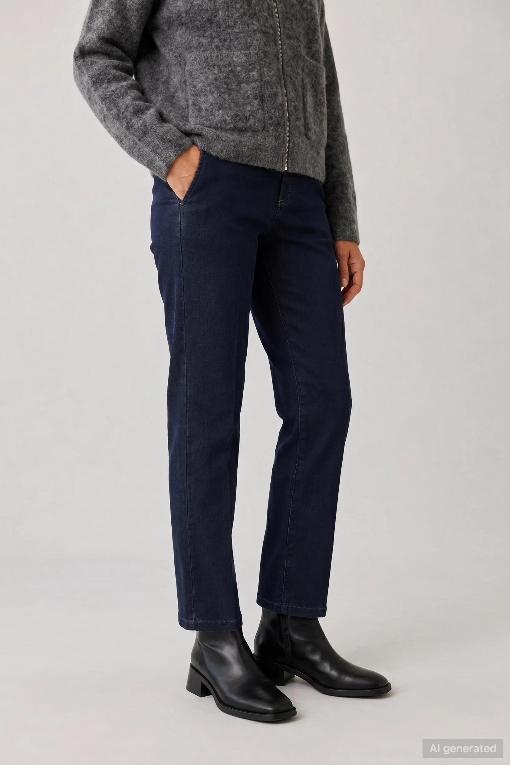 Mila Wide Flexi Dark Denim 38, Anne Montana, Wijd, Bruin