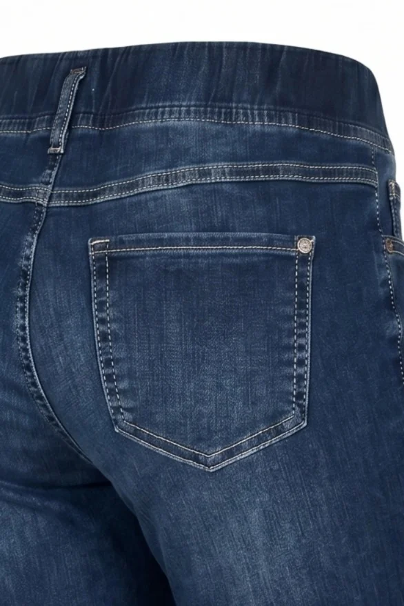 Rabe Jeans Bella zwart - Rabe jeans elastische taille stone washed achter detail - Rabe 02